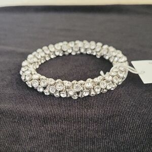 BANANA REPUBLIC Elegant Silver Crystal Stretch  Bracelet